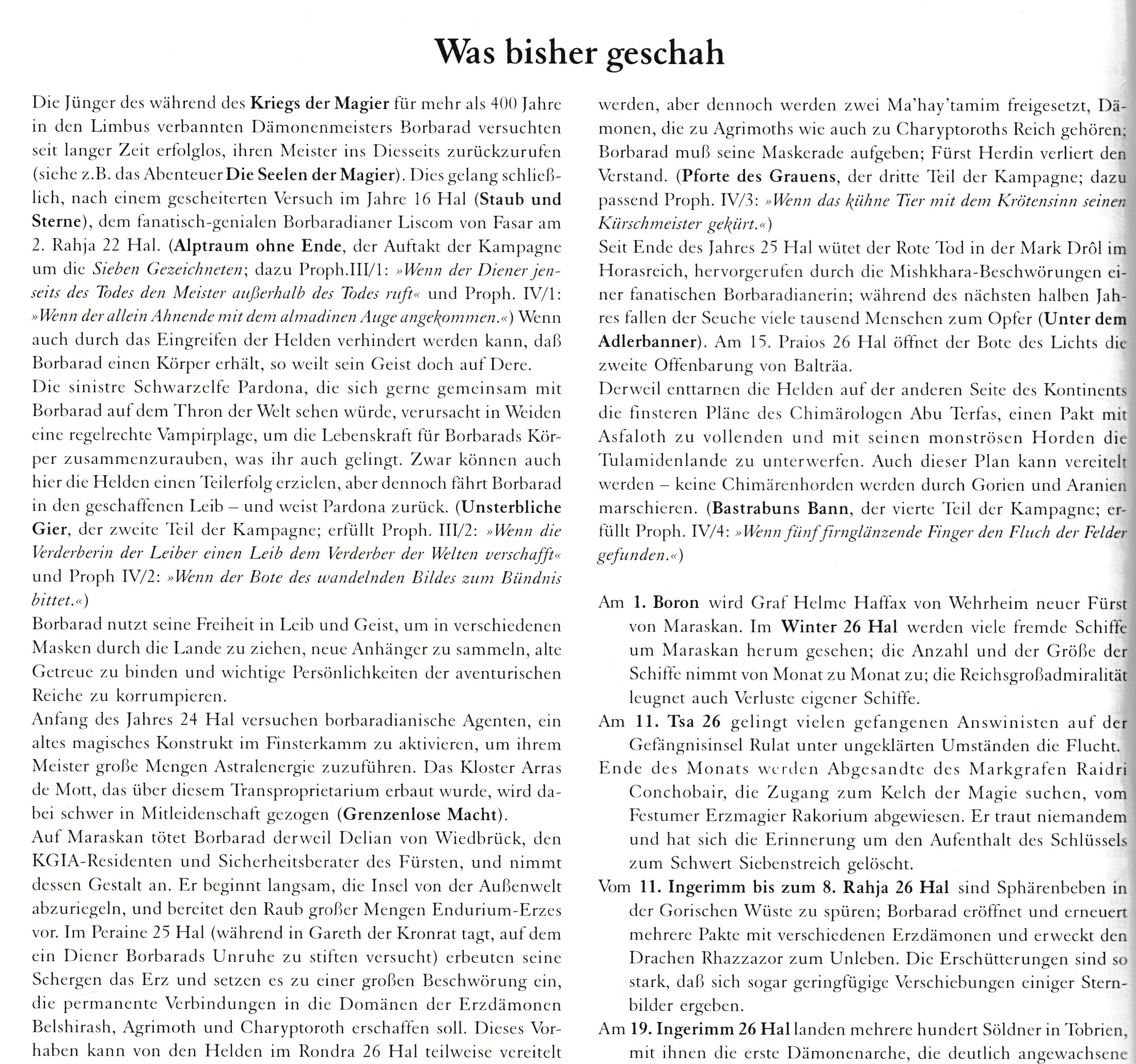 Ereignisse zwischen den Abenteuern-Alptraum ohne Ende-Bastrabins Bann